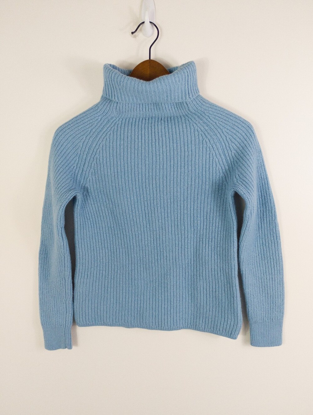 Jigsaw 100% Wool Ribbed Turtleneck Sweater Cornflower Blue Size XS